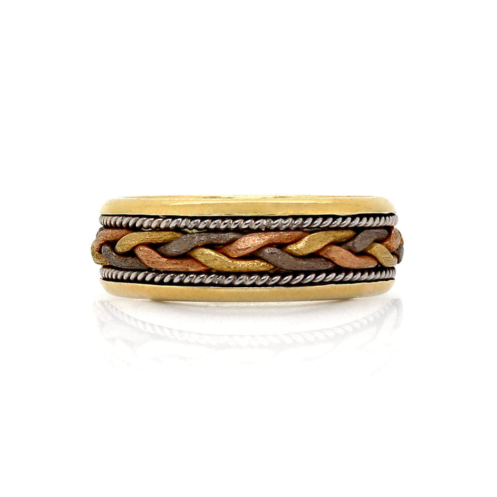 18CT Yellow Gold Tri Color Gents Knot Ring