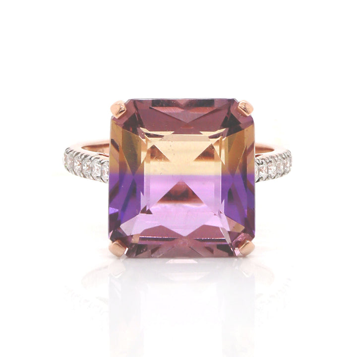 14CT Rose Gold Ametrine And Diamond Dress Ring