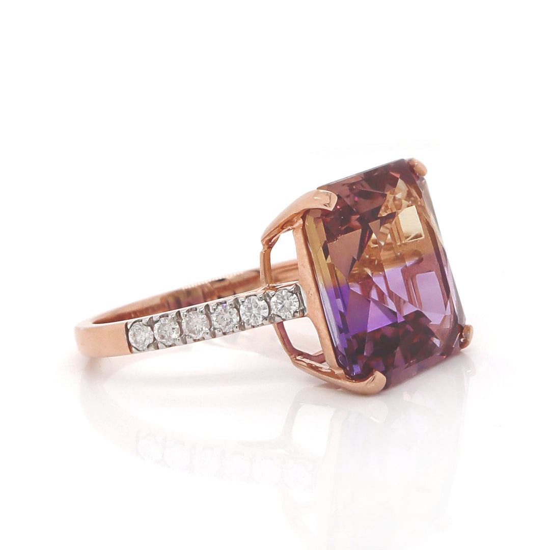 14CT Rose Gold Ametrine And Diamond Dress Ring