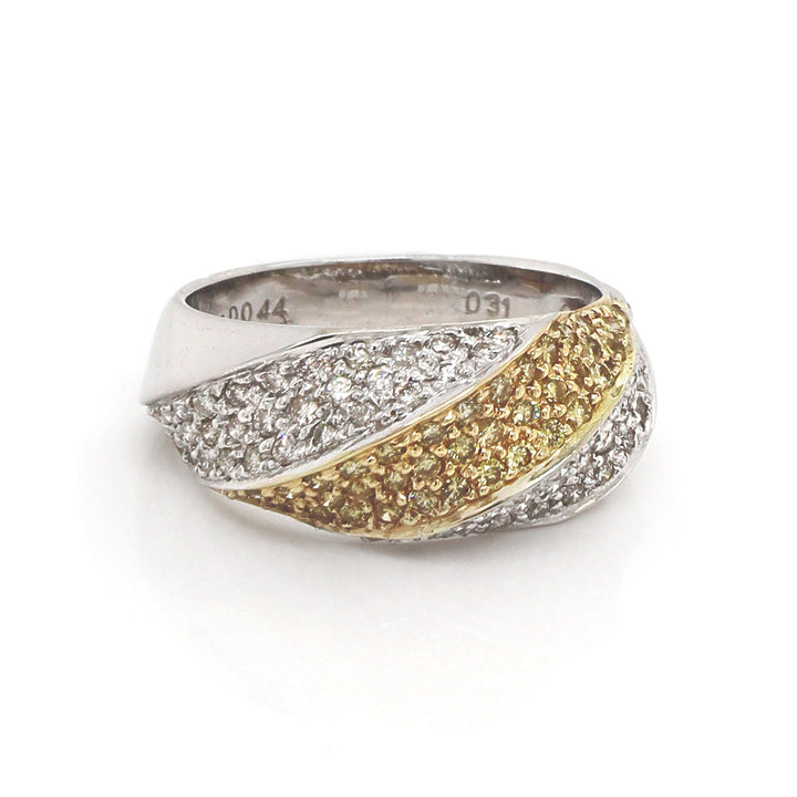 14CT White And Yellow Gold Dress Ring With Yellow And White Diamond