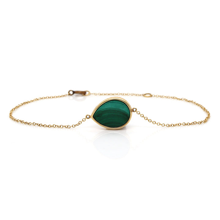 14CT Yellow Gold Malachite Bracelet