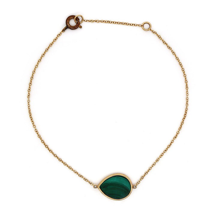 14CT Yellow Gold Malachite Bracelet