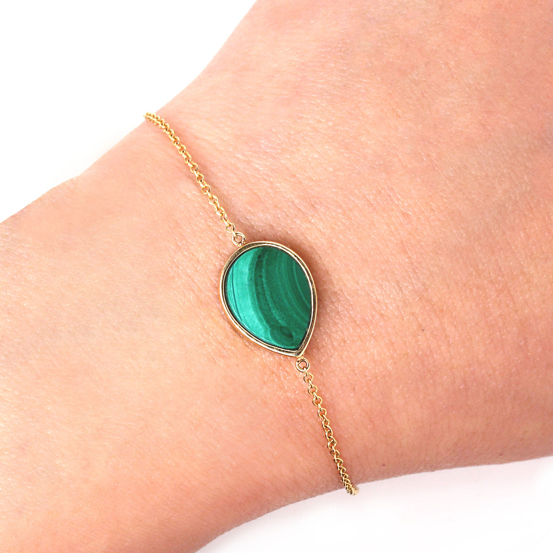 14CT Yellow Gold Malachite Bracelet