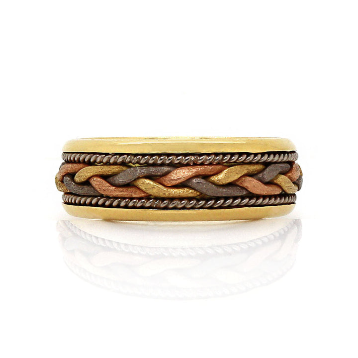 18CT Tri Tone Gold Weave Ring