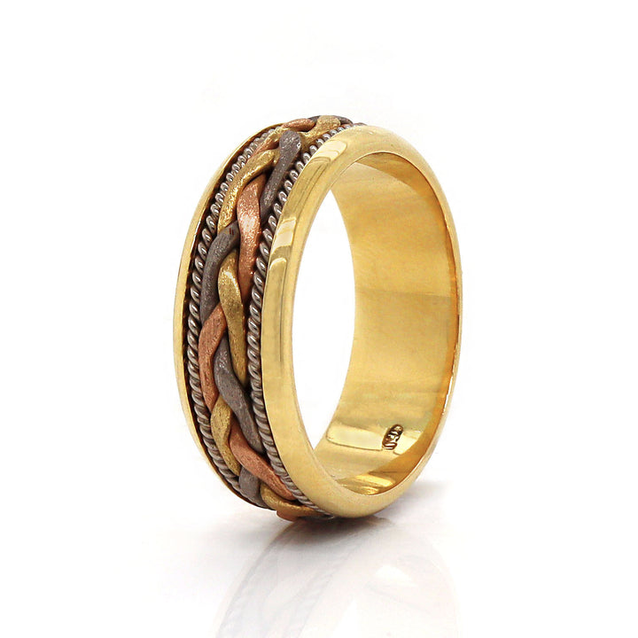 18CT Tri Tone Gold Weave Ring