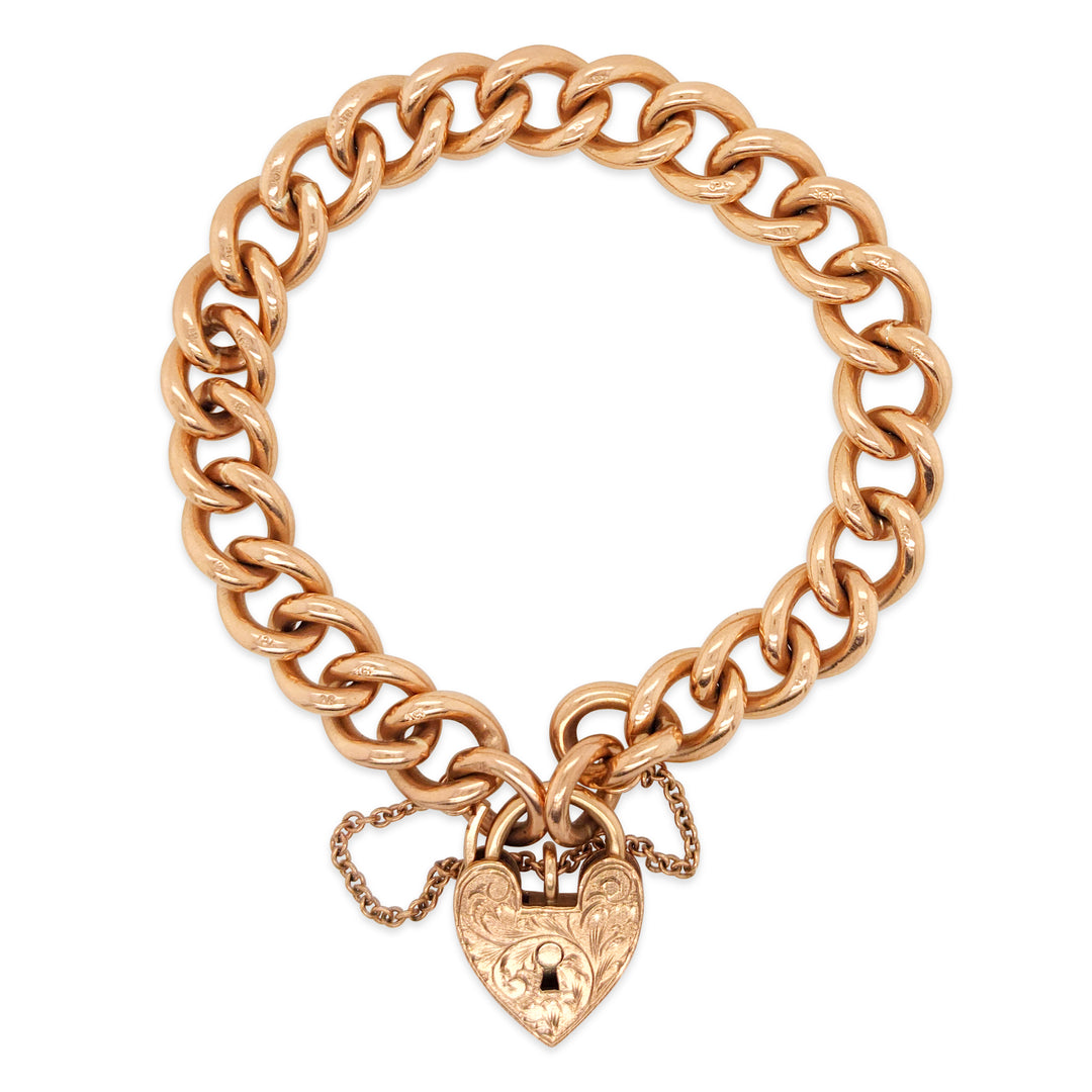 9CT Yellow Gold Heart Locket Bracelet