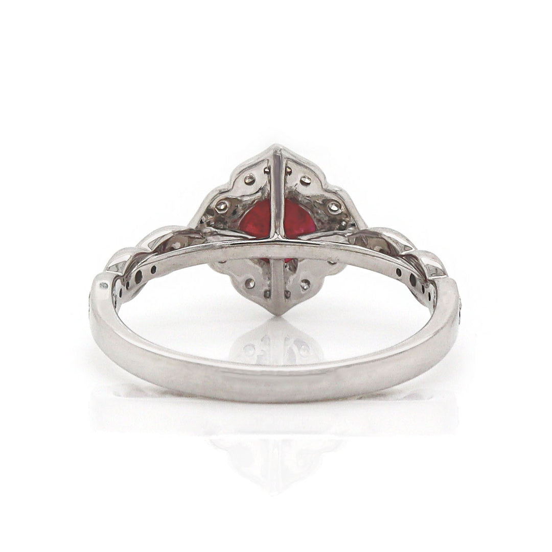 14CT White Gold No Heat Ruby And Diamond Dress Ring