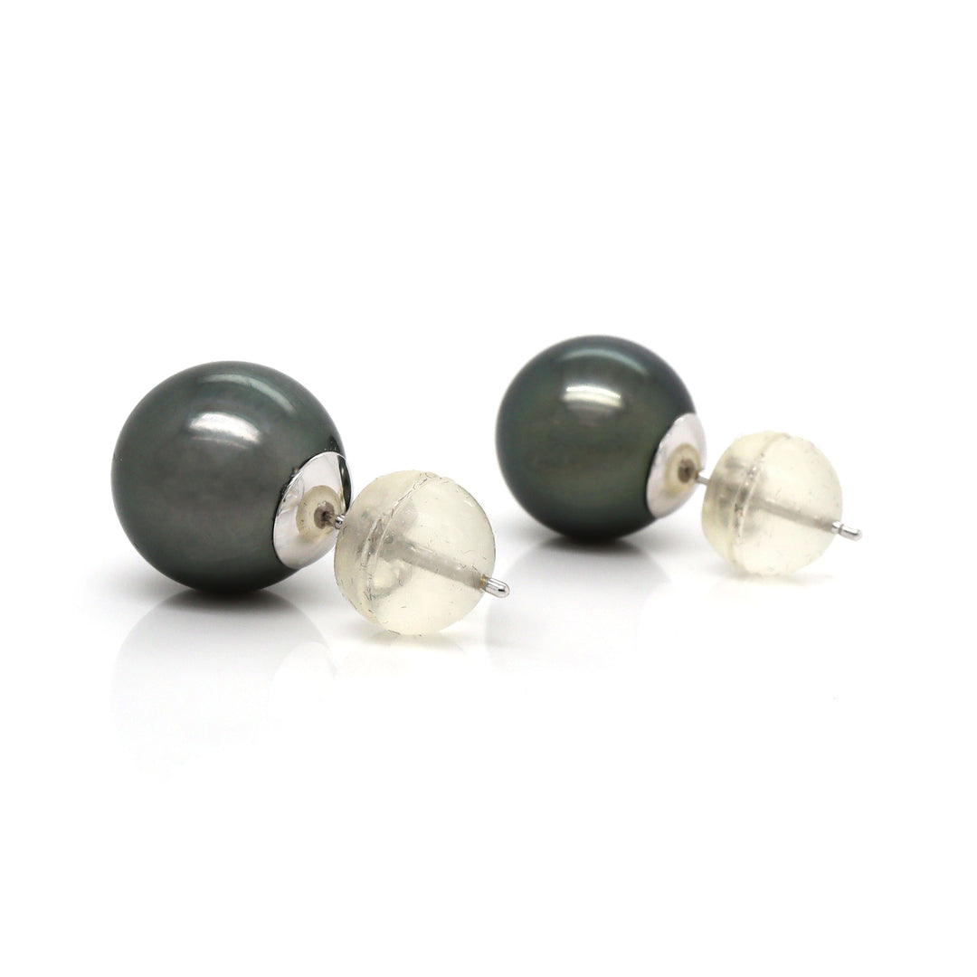 18CT White Gold Tahitian Pearl Earrings