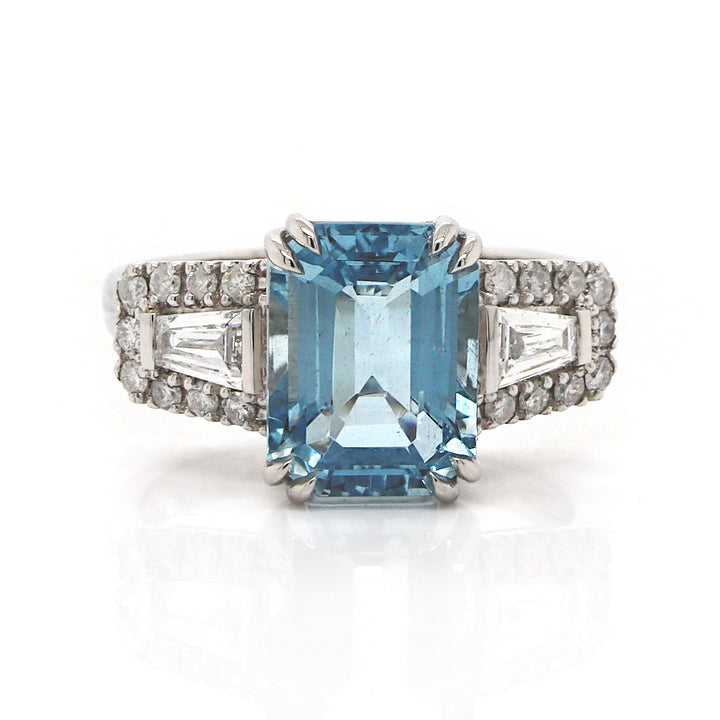 Platinum Aquamarine And Diamond Dress Ring