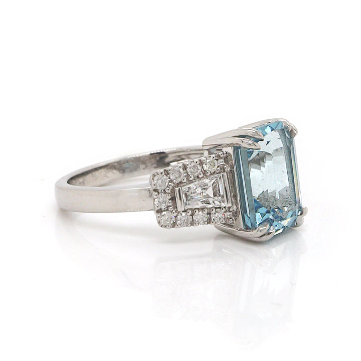 Platinum Aquamarine And Diamond Dress Ring