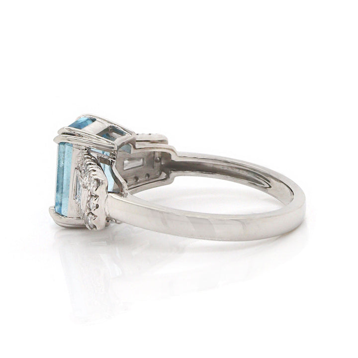 Platinum Aquamarine And Diamond Dress Ring