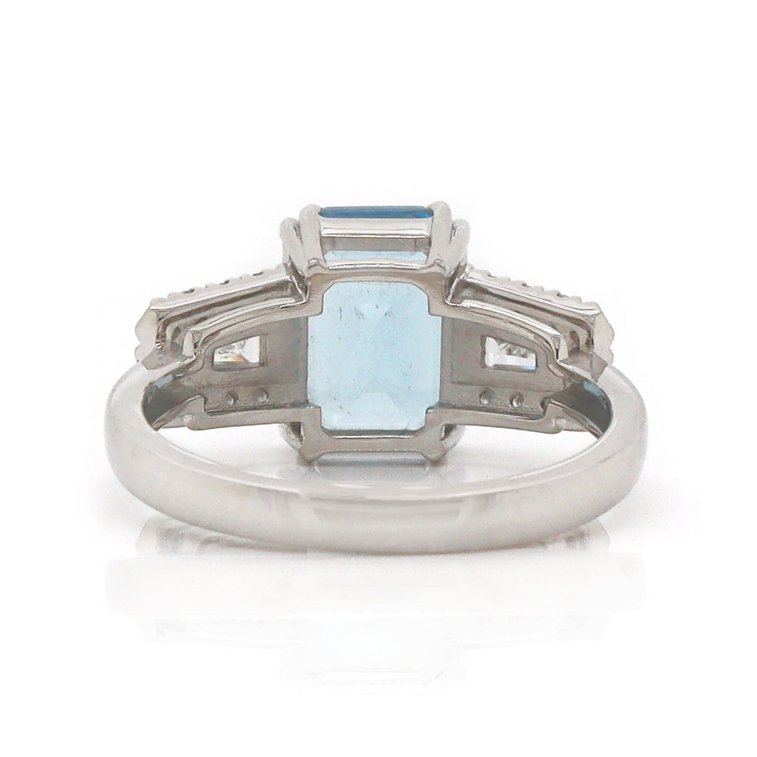 Platinum Aquamarine And Diamond Dress Ring