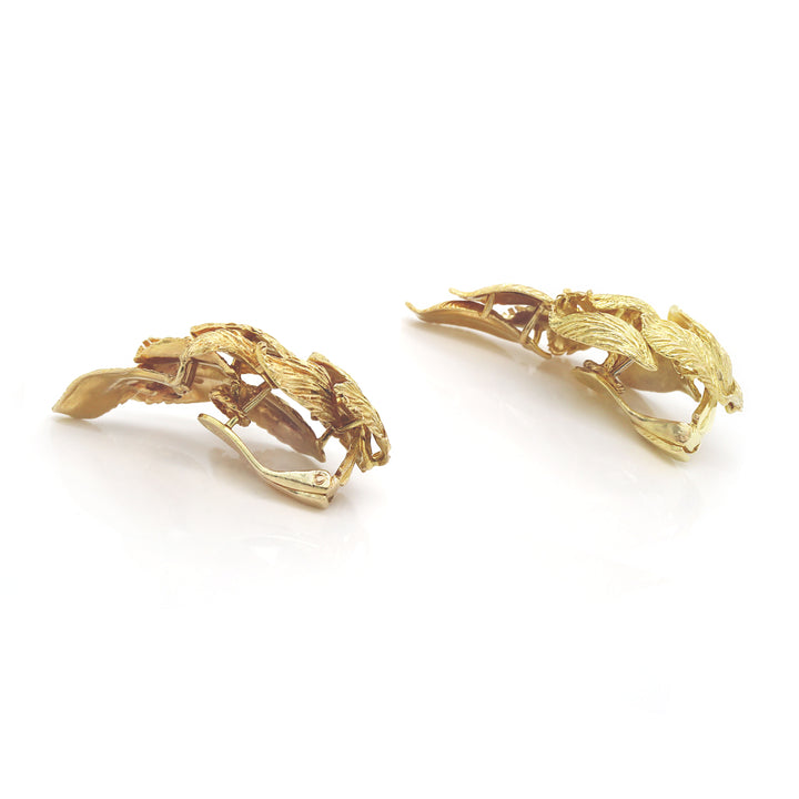 Illias Lalaounis 18CT Yellow Gold Leaf Earrings