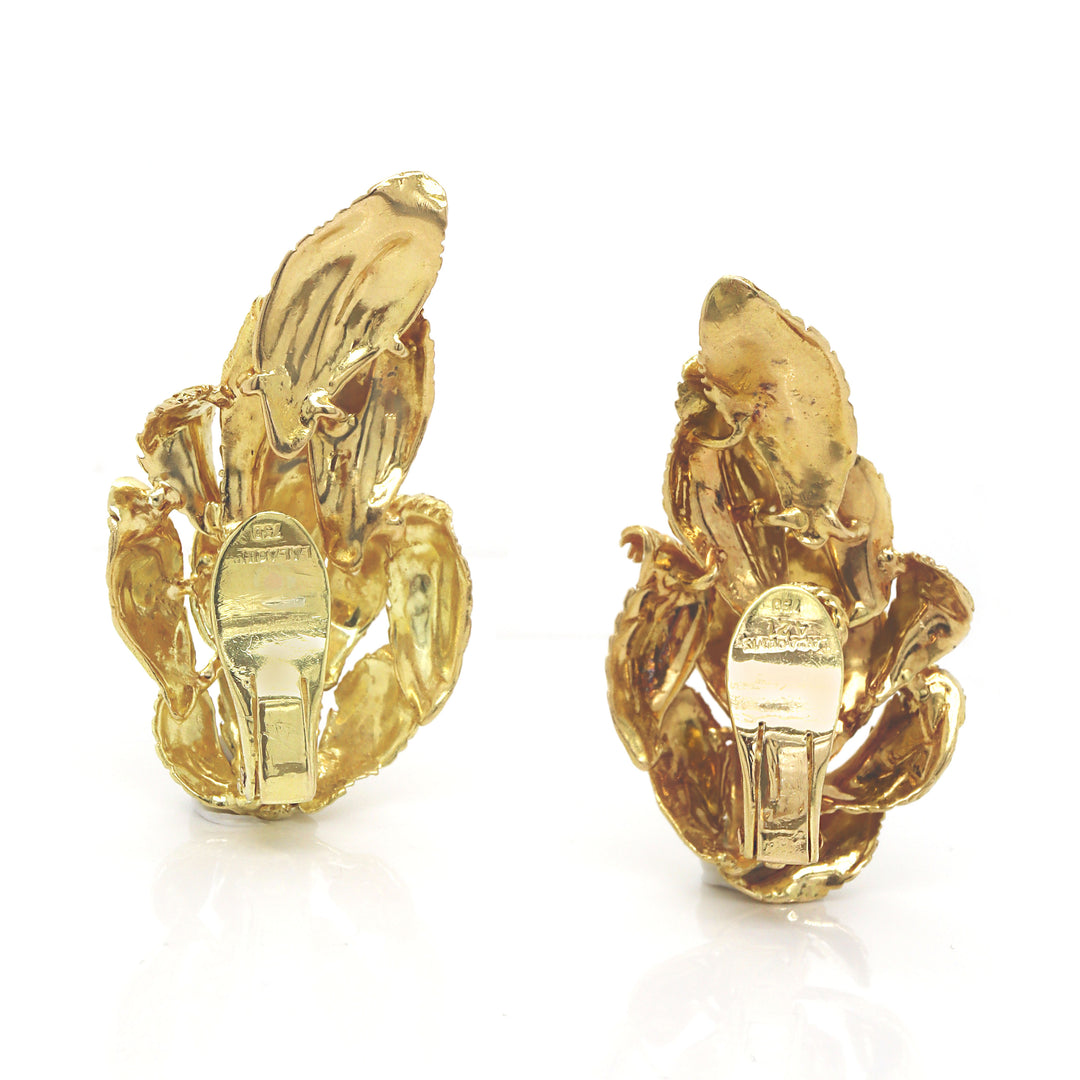 Illias Lalaounis 18CT Yellow Gold Leaf Earrings