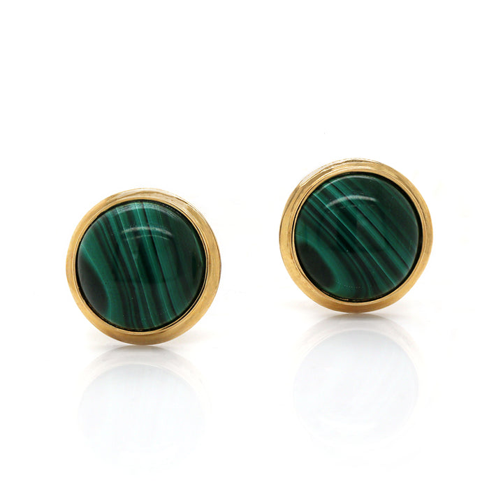 14CT Yellow Gold Malachite Earrings