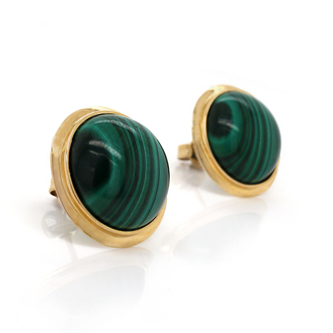 14CT Yellow Gold Malachite Earrings