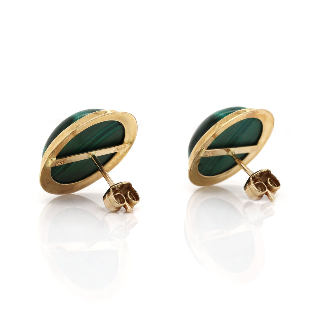 14CT Yellow Gold Malachite Earrings