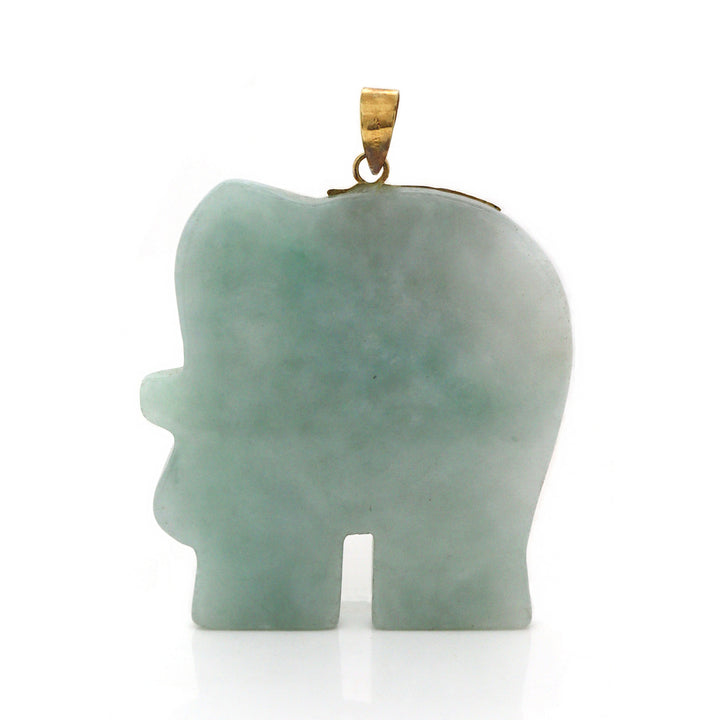 14CT Yellow Gold Elephant Figure Jadeite Jade Pendant