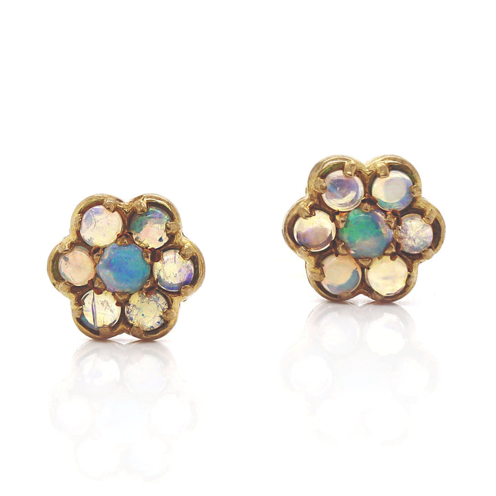 9CT Yellow Gold Australian Opal Earrings