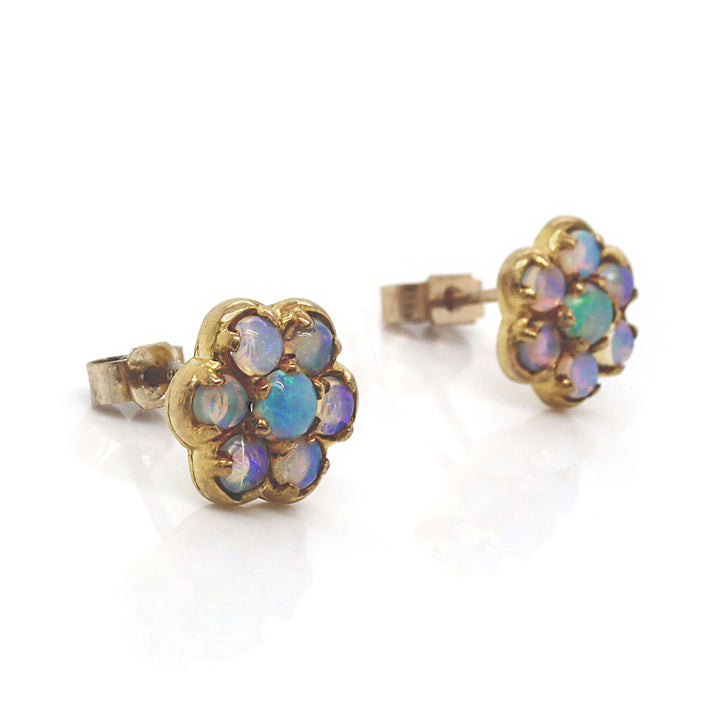 9CT Yellow Gold Australian Opal Earrings