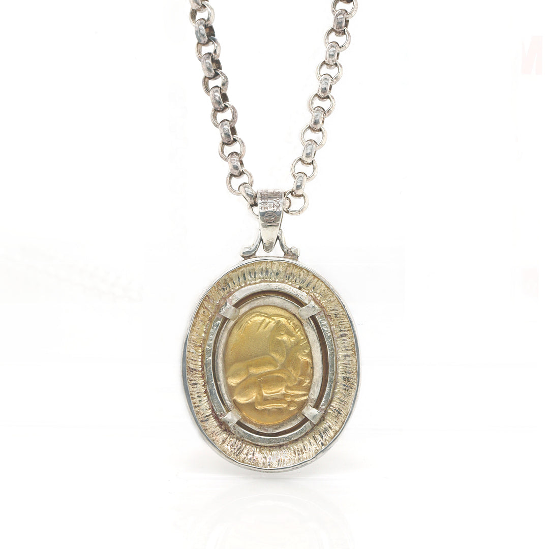 Illias Lalaounis 18CT Yellow Gold And Sterling Silver Pendant With Neckace