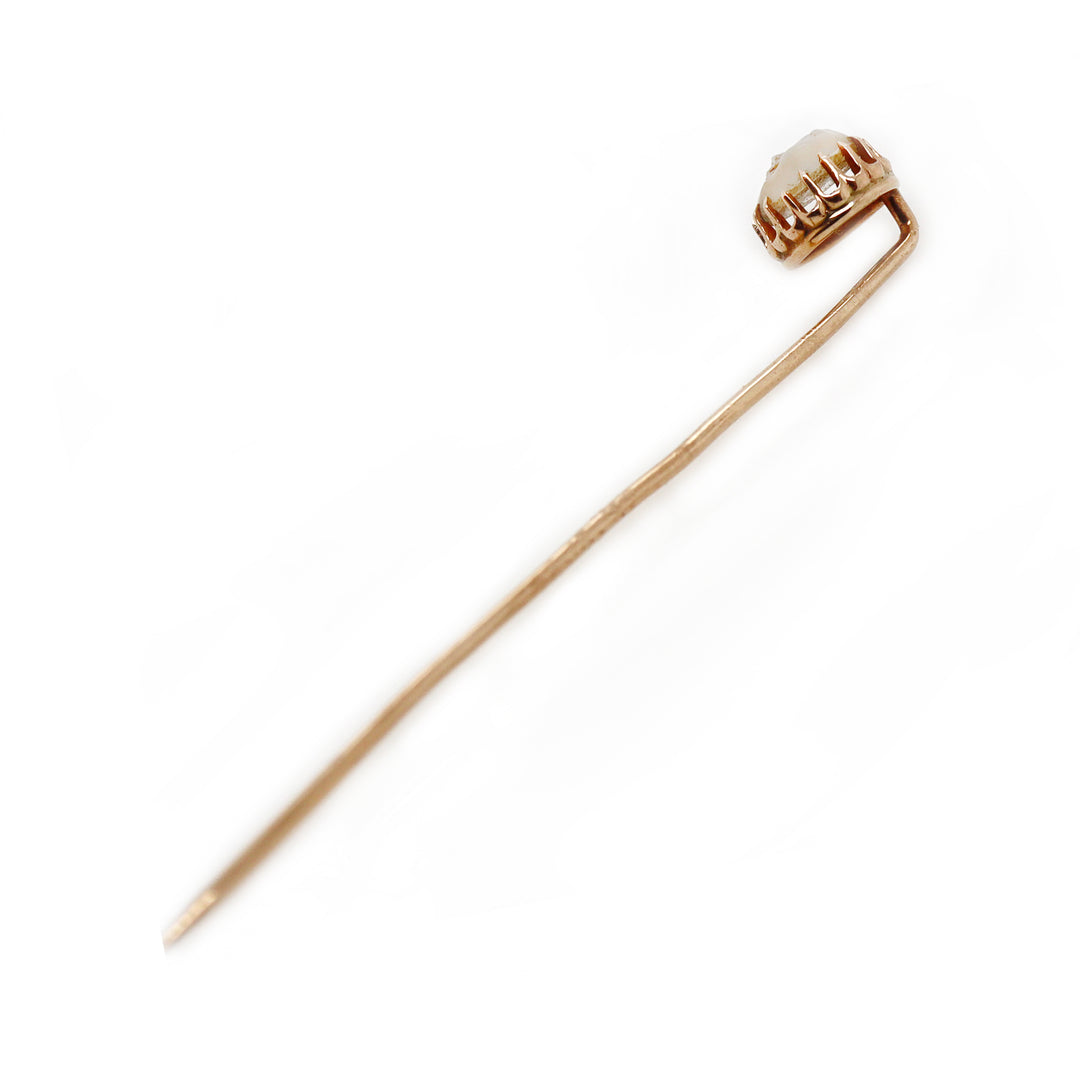 9CT Yellow Gold Moonstone Man In The Moon Stick Pin