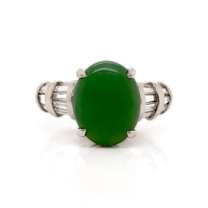 Platinum Jadeite Jade And Diamond Dress Ring