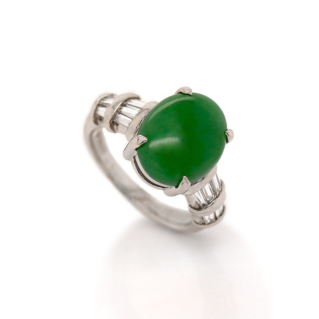 Platinum Jadeite Jade And Diamond Dress Ring