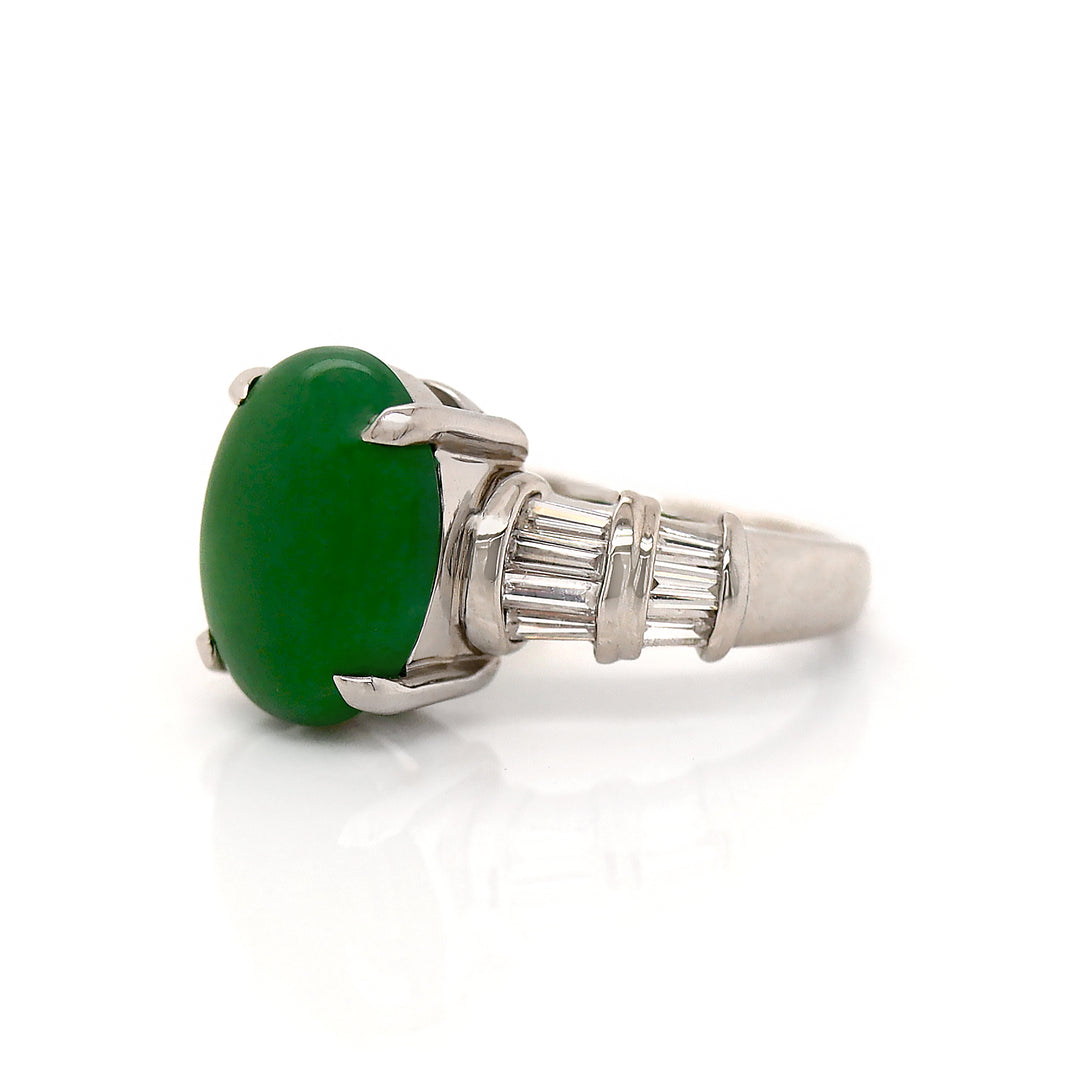 Platinum Jadeite Jade And Diamond Dress Ring