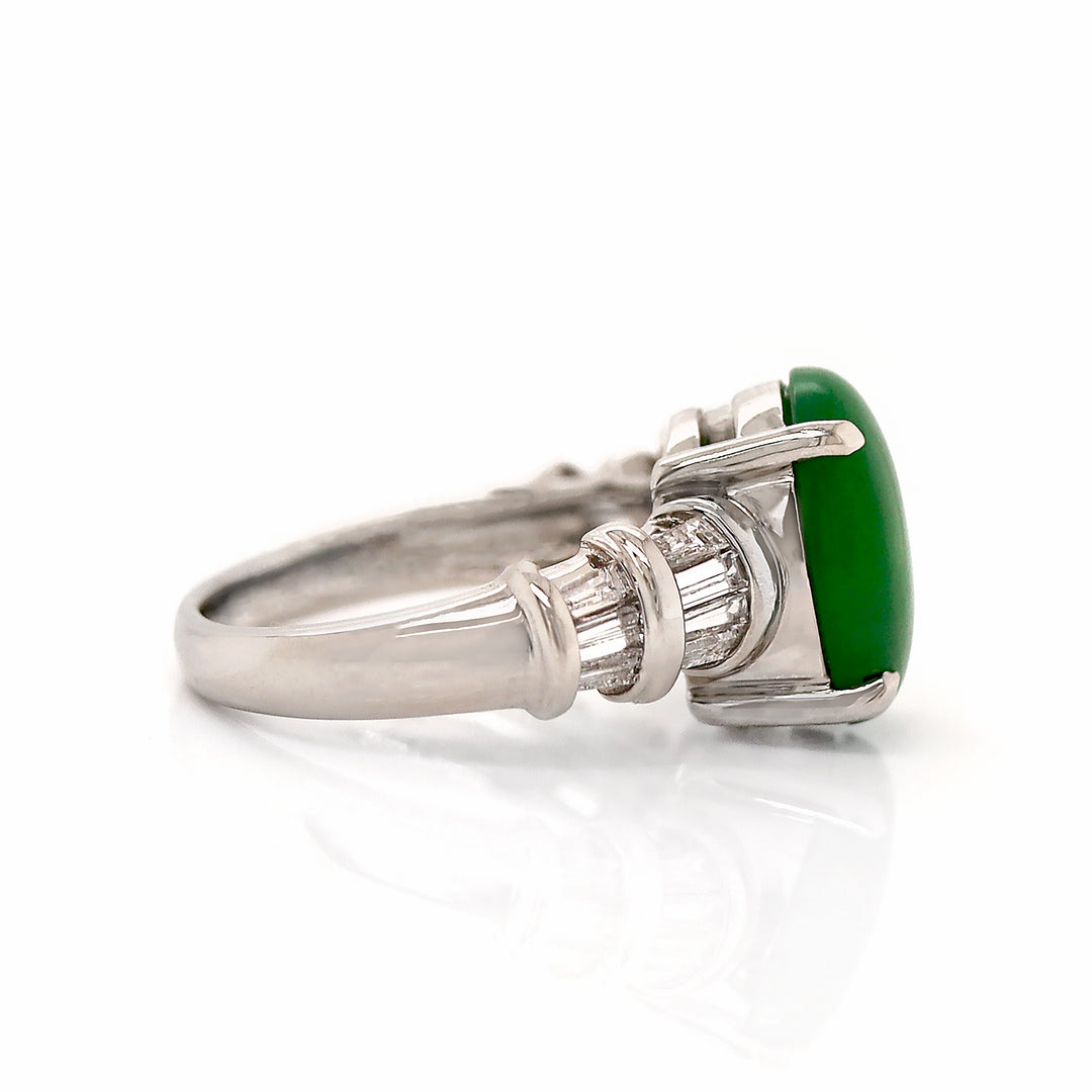 Platinum Jadeite Jade And Diamond Dress Ring