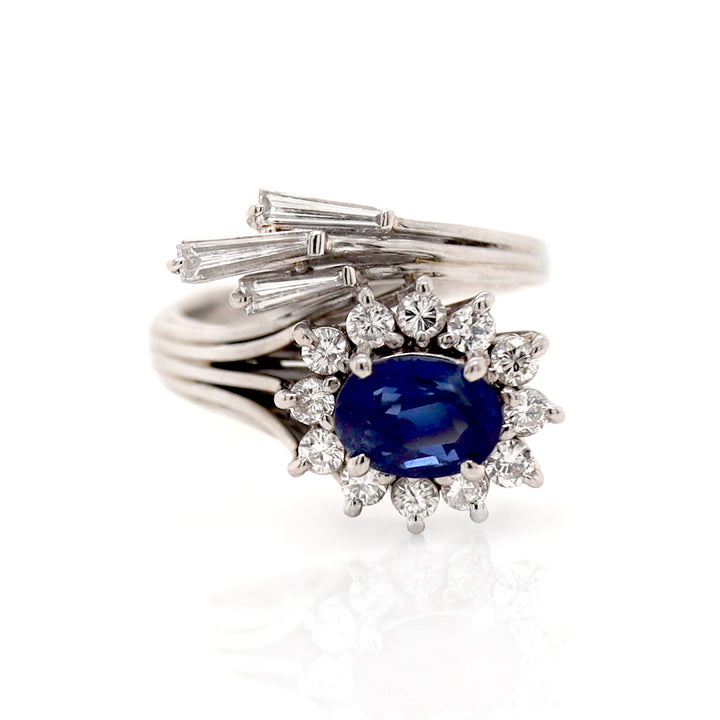 Platinum Sapphire And Diamond Dress Ring