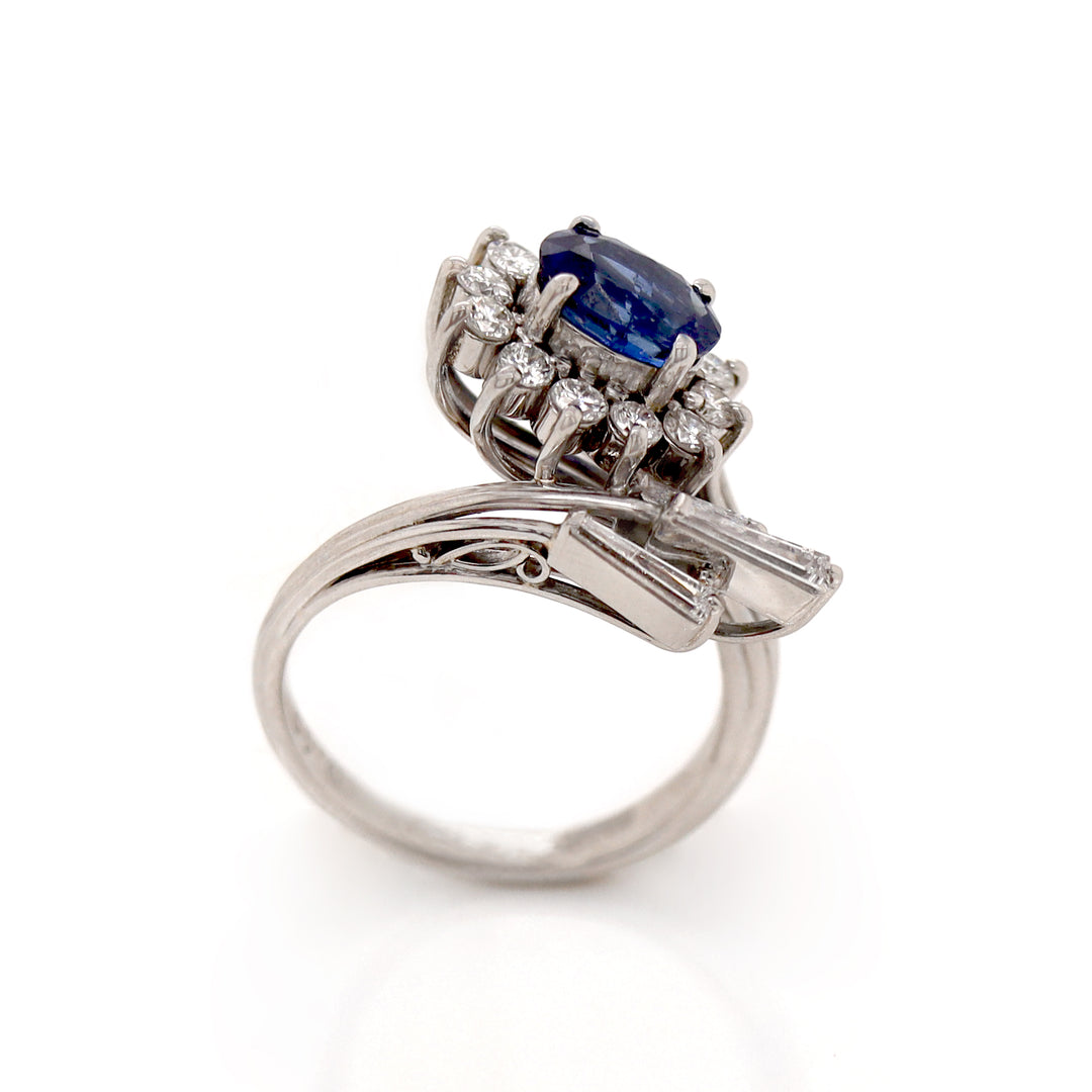 Platinum Sapphire And Diamond Dress Ring