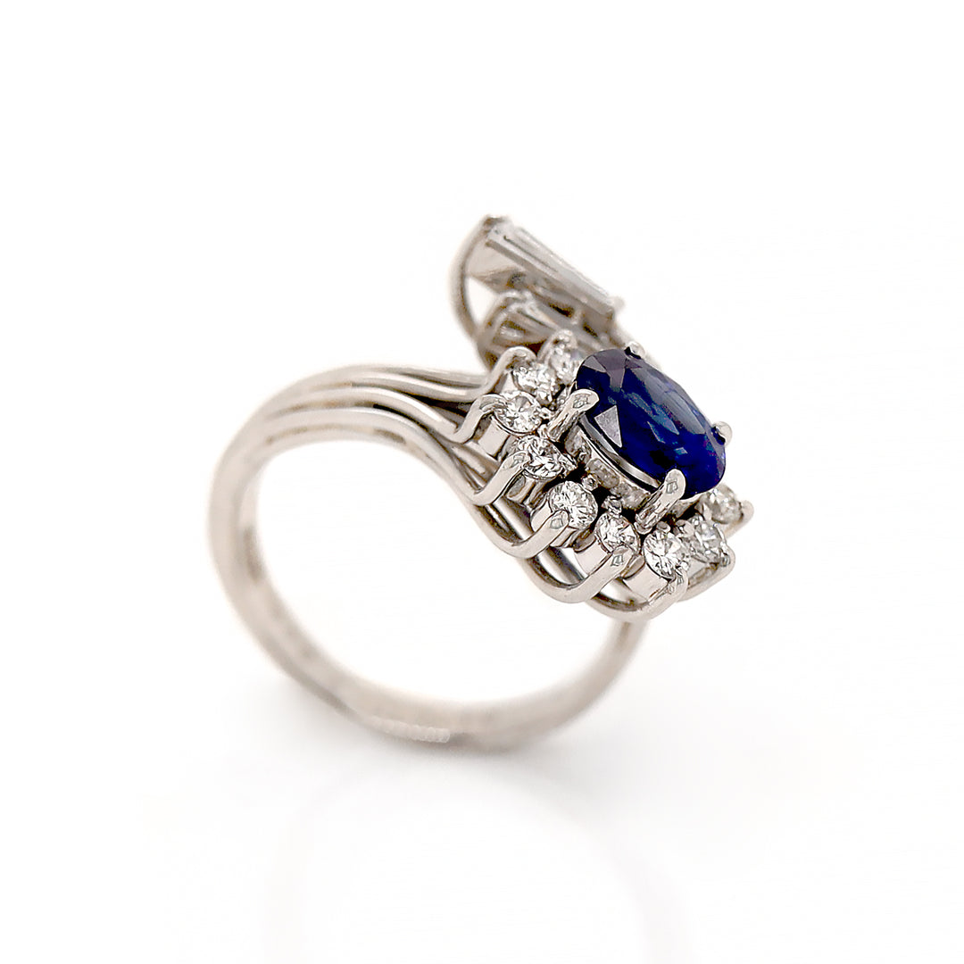 Platinum Sapphire And Diamond Dress Ring