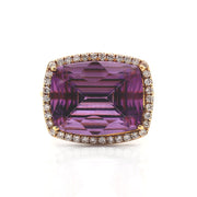 18CT Yellow Gold Amethyst & Diamond Cocktail Ring