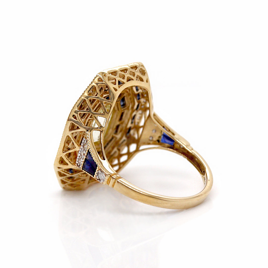 14CT Yellow Gold Sapphire And Diamond Cocktail Ring