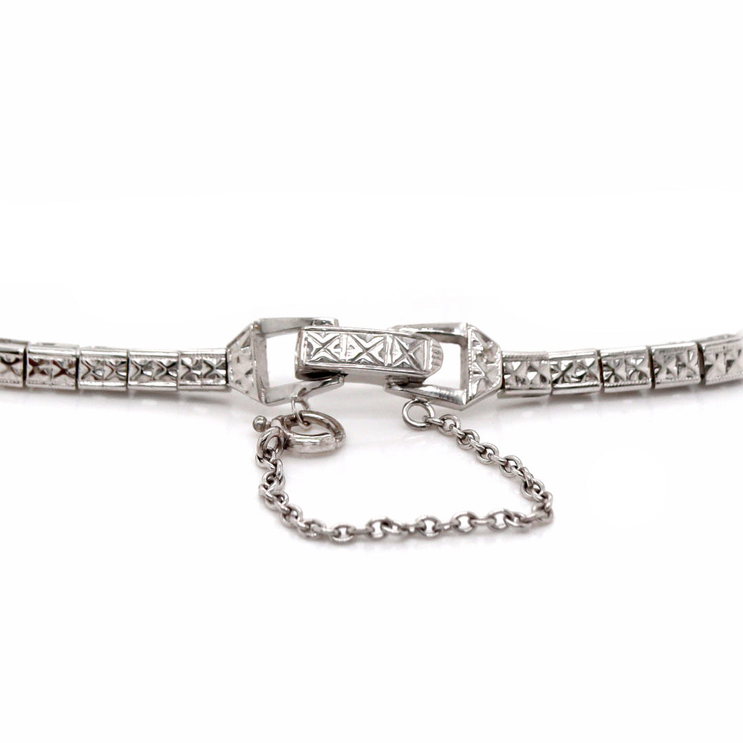 14CT White Gold Aquamarine And Diamond Bracelet