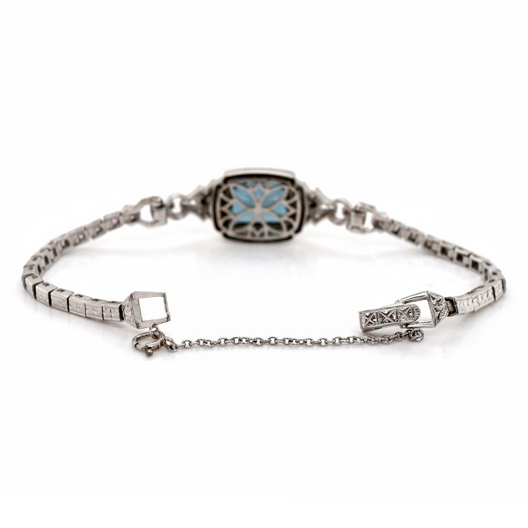 14CT White Gold Aquamarine And Diamond Bracelet