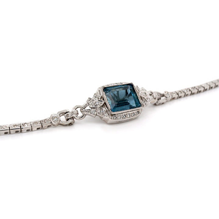 14CT White Gold Aquamarine And Diamond Bracelet