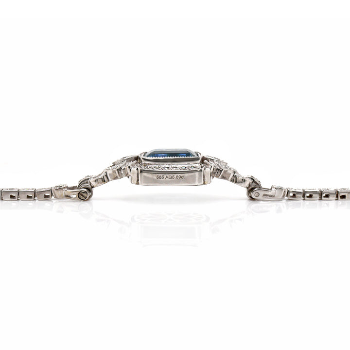 14CT White Gold Aquamarine And Diamond Bracelet