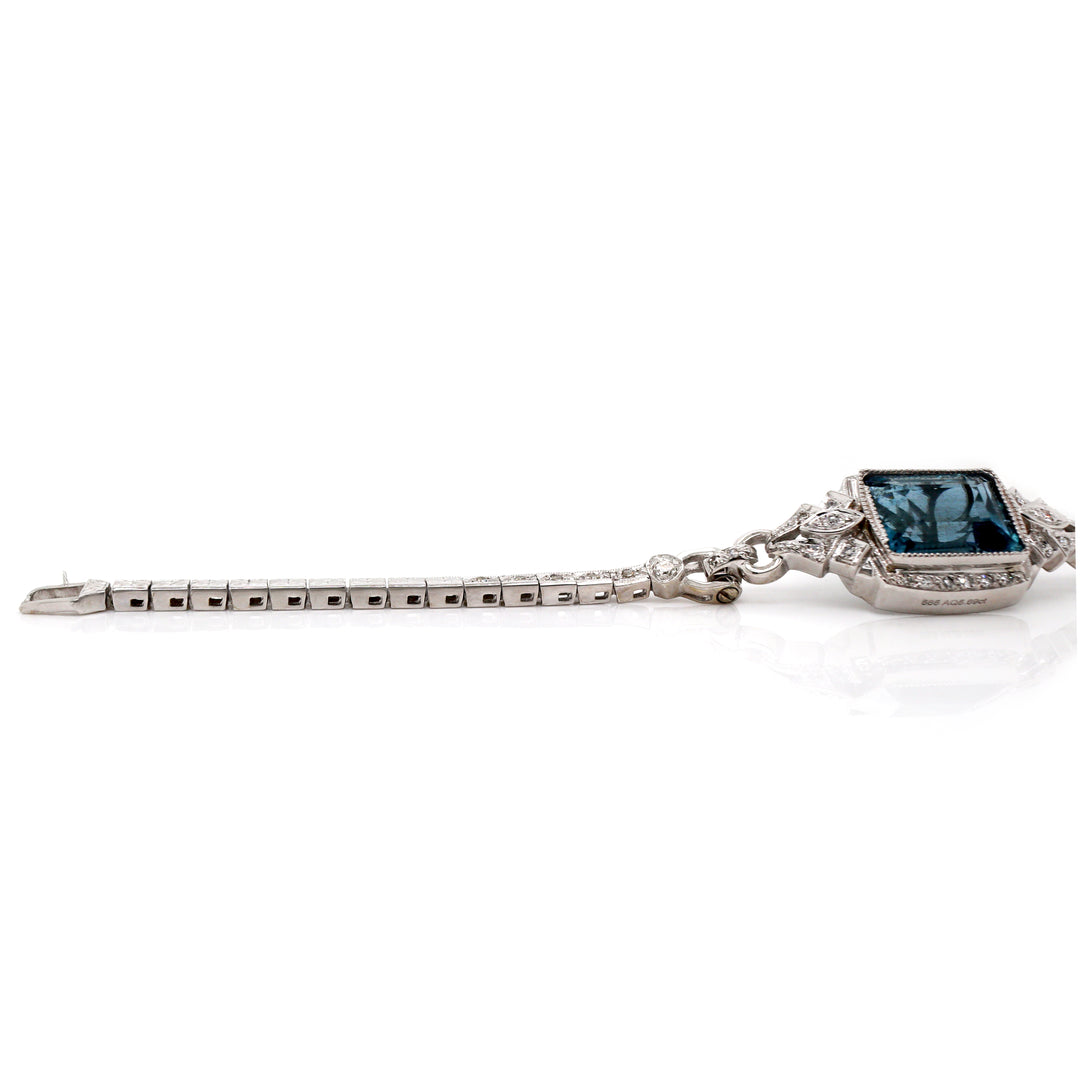 14CT White Gold Aquamarine And Diamond Bracelet