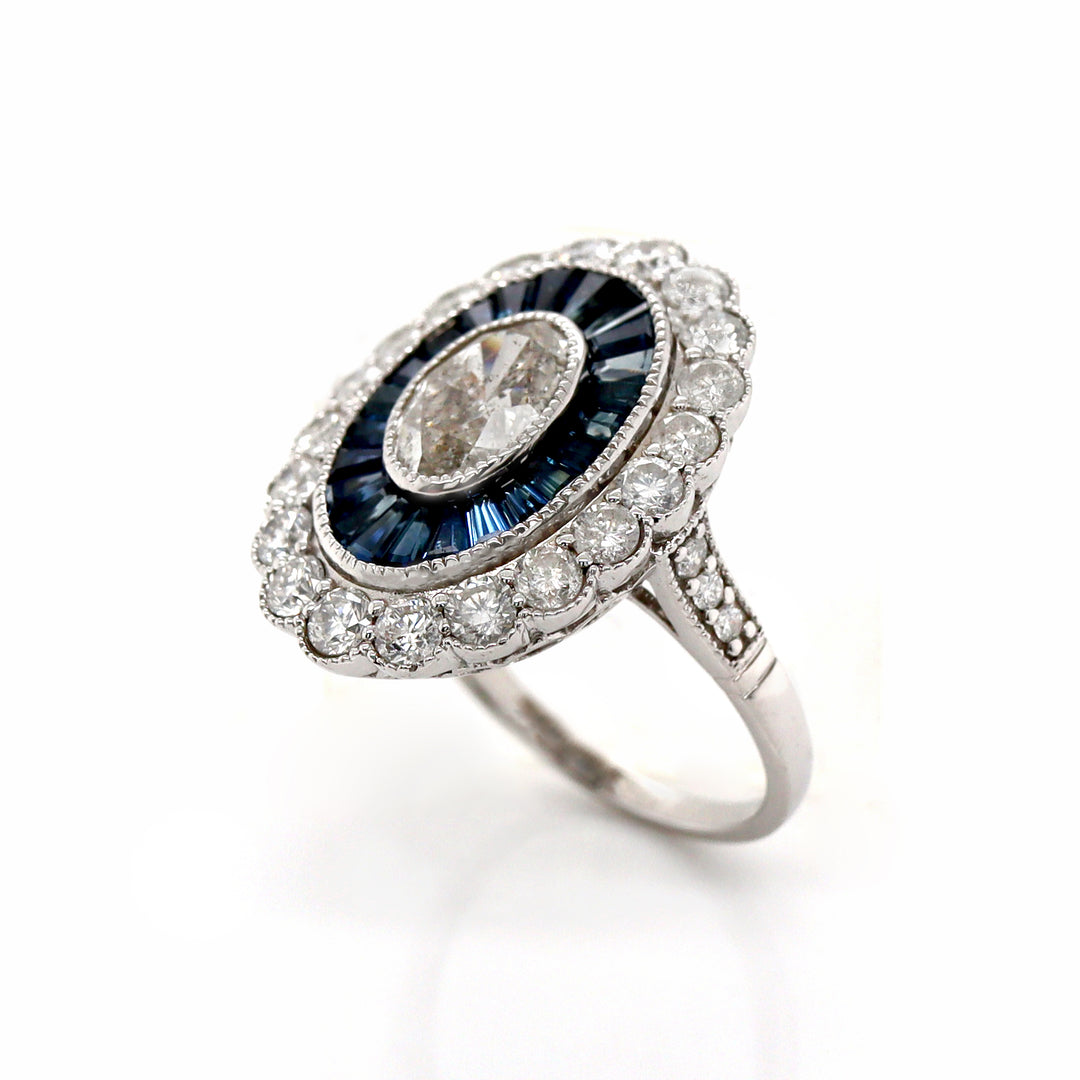 14CT White Gold Sapphire And Diamond Cocktail Ring