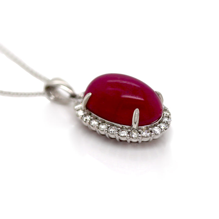 Platinum Myanmar Ruby And Diamond Pendant With Necklace