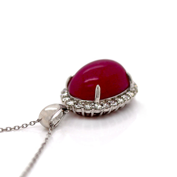 Platinum Myanmar Ruby And Diamond Pendant With Necklace