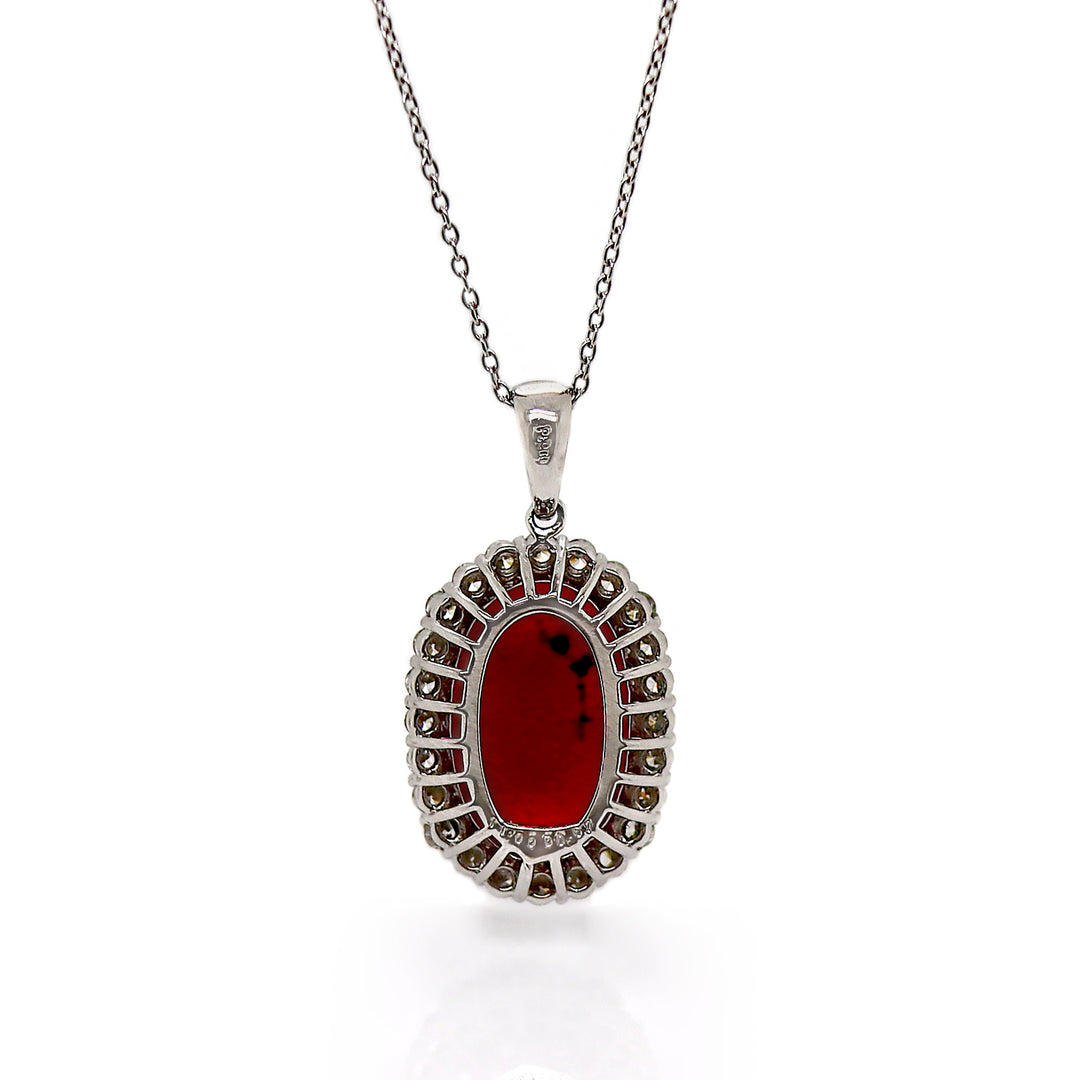 Platinum Myanmar Ruby And Diamond Pendant With Necklace