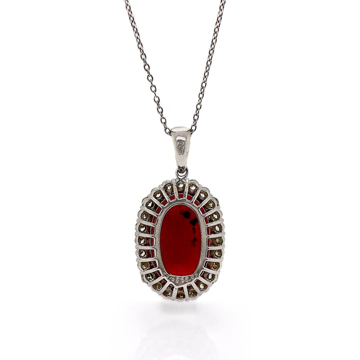 Platinum Myanmar Ruby And Diamond Pendant With Necklace