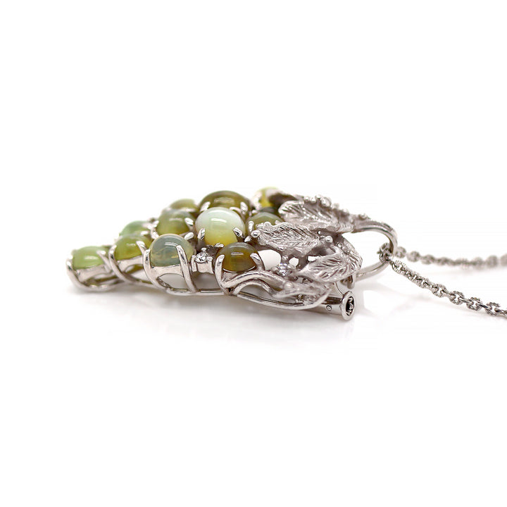 Platinum Chrysoberyl And Diamond Convertible Brooch Pendant With Necklace