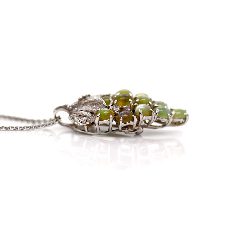 Platinum Chrysoberyl And Diamond Convertible Brooch Pendant With Necklace