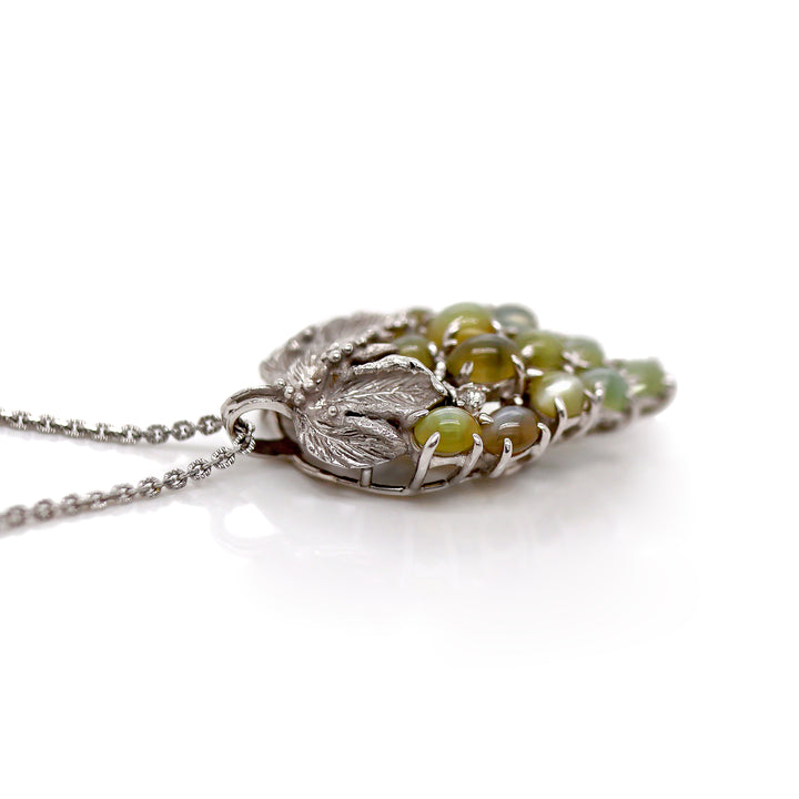 Platinum Chrysoberyl And Diamond Convertible Brooch Pendant With Necklace