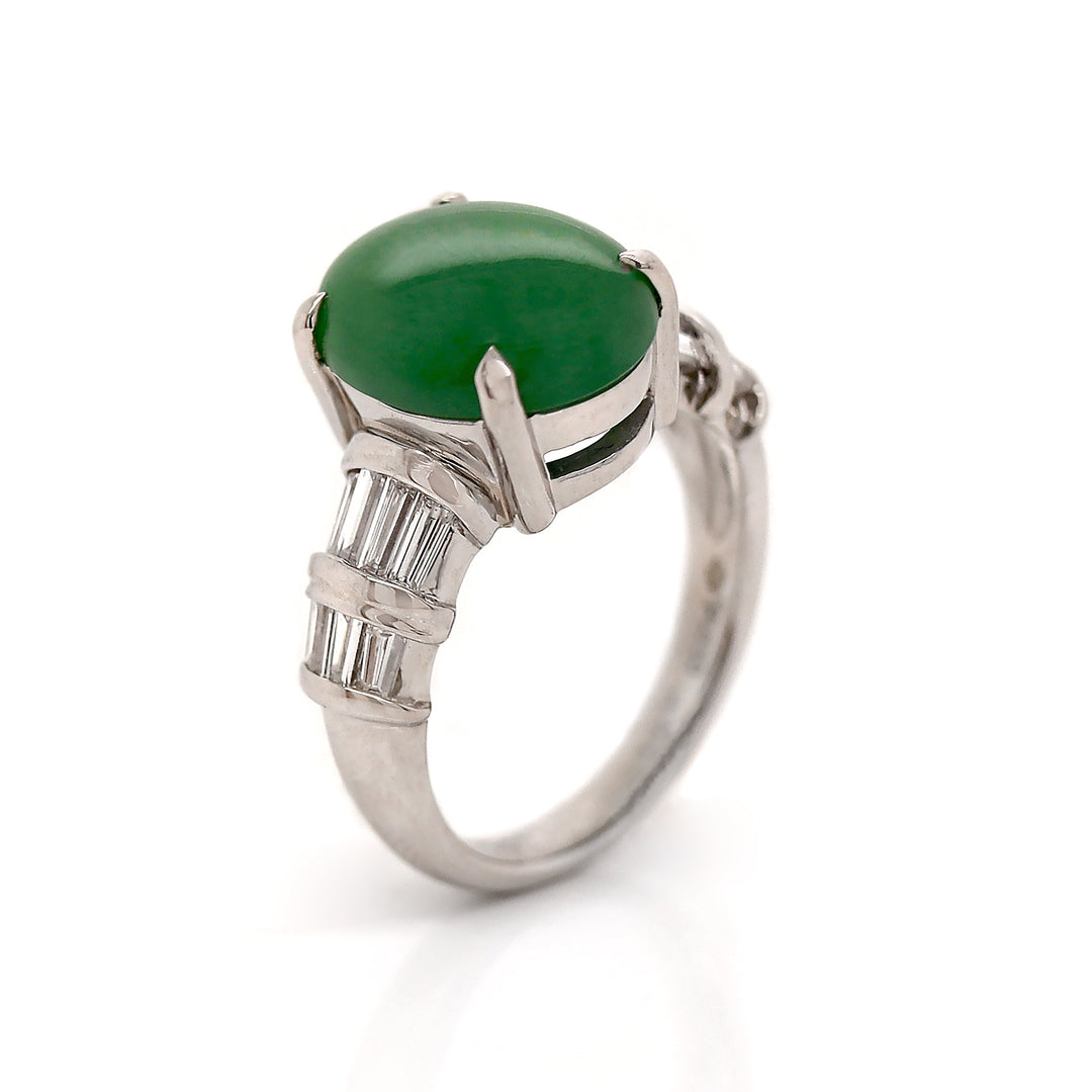 Platinum Jadeite Jade And Diamond Dress Ring