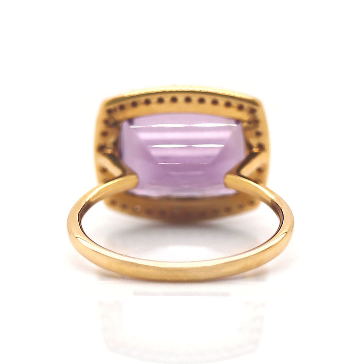 18CT Yellow Gold Amethyst & Diamond Cocktail Ring